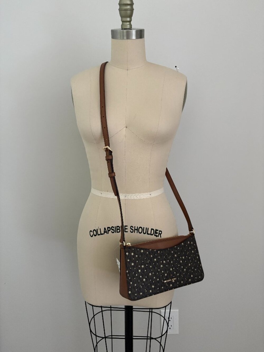 Michael Kors Arden Medium Star Logo Crossbody Bag Brown Celestial Edgy Chic Y2K